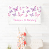 Roze Paarse vlinder Birthday Spandoek (Insitu)