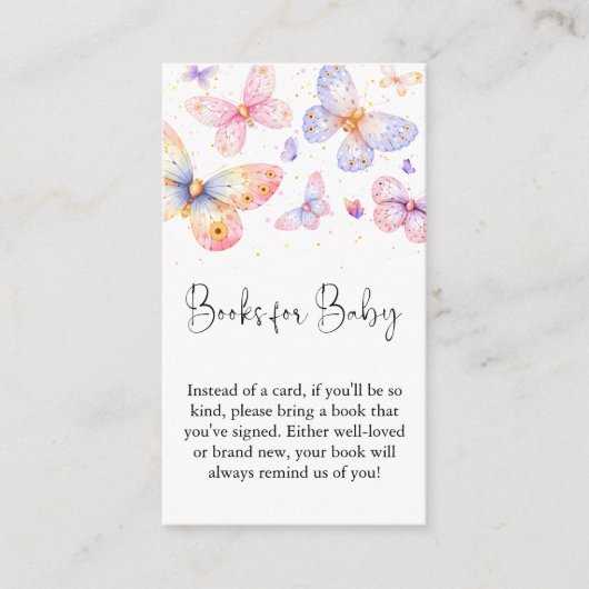 Roze Paarse vlinder boeken voor Baby Informatiekaartje (Voorkant)