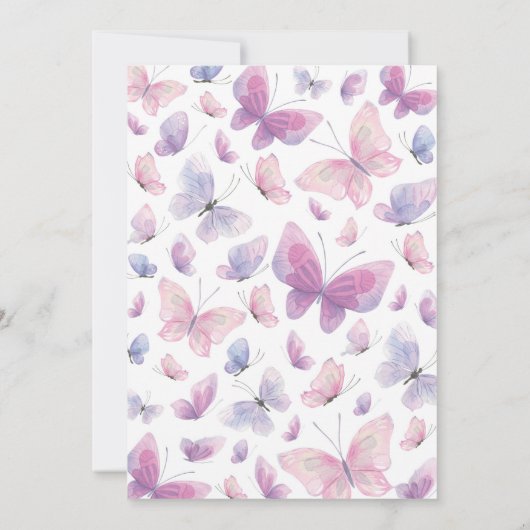 Roze Paarse vlinder eerste uitnodiging (Achterkant)