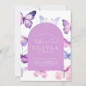 Roze Paarse vlinder meisje 1e verjaardag Kaart (Voorkant)