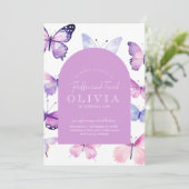 Roze Paarse vlinder meisje 1e verjaardag Kaart (Staand voorkant)