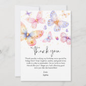 Roze Paarse Vlinder Meisje Alle leeftijden Verjaar Bedankkaart (Voorkant)