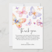 Roze Paarse Vlinder Meisje Baby shower Bedankkaart (Voorkant)