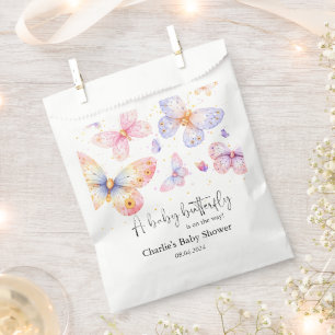 Roze Paarse Vlinder Meisje Baby shower Bedankzakje