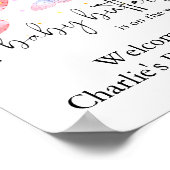 Roze Paarse Vlinder Meisje Baby shower Poster (Hoek)