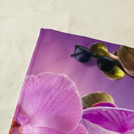 Roze paarse vlinder orchidee bloem waterverf strandlaken (In situ)