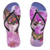 Roze paarse vlinder orchidee bloem waterverf teenslippers (Voetbed)