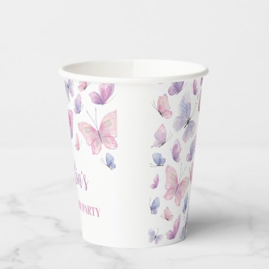Roze Paarse vlinder Papieren Bekers (Links)