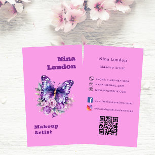 Roze paarse vlinder Qr social media logo Visitekaartje