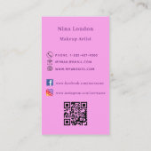 Roze paarse vlinder Qr social media logo Visitekaartje (Achterkant)