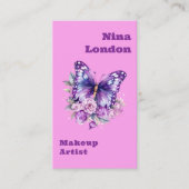 Roze paarse vlinder Qr social media logo Visitekaartje (Voorkant)