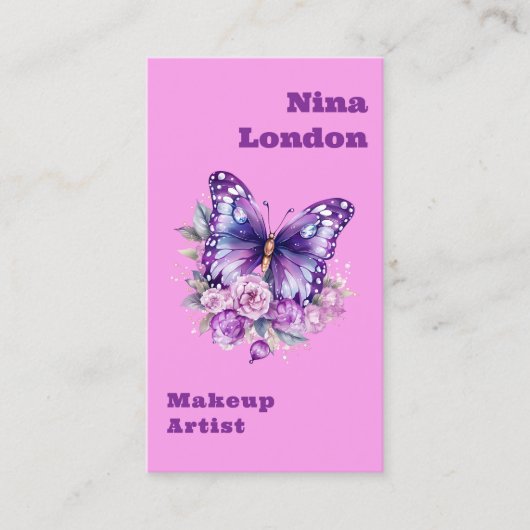 Roze paarse vlinder Qr social media logo Visitekaartje (Voorkant)