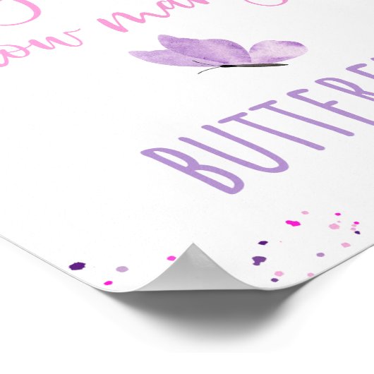 Roze Paarse vlinder raden hoeveel spel Poster (Hoek)