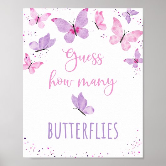 Roze Paarse vlinder raden hoeveel spel Poster (Voorkant)