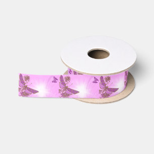 Roze Paarse Vlinder Satijnen Lint