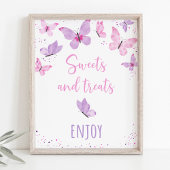 Roze Paarse Vlinder Sweet Treats Verjaardagsteken Poster