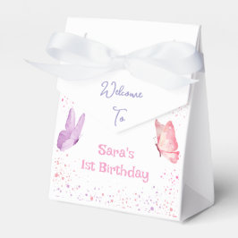 Roze Paarse Vlinder Verjaardag Bedankdoosjes