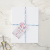 Roze Paarse Vlinder Verjaardag  Cadeaulabel (Met Touw)