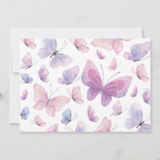 Roze Paarse Vlinder Verjaardag Foto Bedankt (Achterkant)