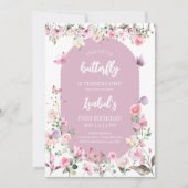 Roze Paarse Vlinder Verjaardag Kaart (Voorkant)