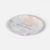 Roze & Paarse Vlinder Verjaardagsfeest Papieren Bo Bordje (Gekanteld)