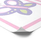 Roze Paarse vlinderbloemklep Nursery Wall Art Poster (Hoek)