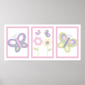 Roze Paarse vlinderbloemklep Nursery Wall Art Poster (Voorkant)