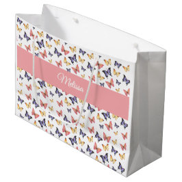 Roze Paarse Vlinders Aangepaste Naam Groot Cadeauzakje