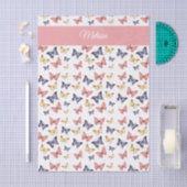 Roze Paarse Vlinders Aangepaste Naam Tissuepapier (Craft)