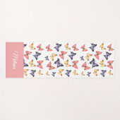 Roze Paarse Vlinders Aangepaste Naam Yogamat (Voorkant (horizontaal))