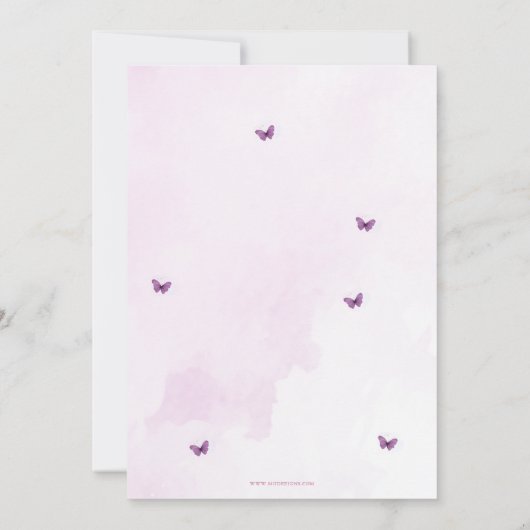 Roze Paarse Vlinders Afstudeerfeest Kaart (Achterkant)