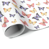 Roze Paarse Vlinders Cadeaupapier (Rol Hoek)