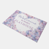 Roze Paarse Vlinders custom speelhuis welkom Deurmat (Schuin)