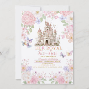 Roze Paarse Vlinders Koninklijke vijfheid Verjaard Kaart