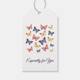 Roze Paarse Vlinders Modern Schrift Cadeaulabel