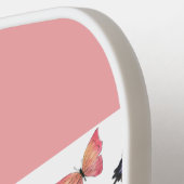 Roze Paarse Vlinders Monogram Aangepaste Naam Pickleball Paddle (Links Detail)