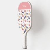 Roze Paarse Vlinders Monogram Aangepaste Naam Pickleball Paddle (Links)