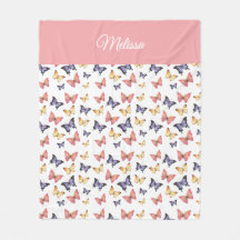 Roze Paarse Vlinders Monogram Naam