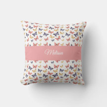 Roze Paarse Vlinders Monogram Naam