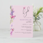 Roze & Paarse Vlinders Oh Meisje Baby shower Kaart (Staand voorkant)