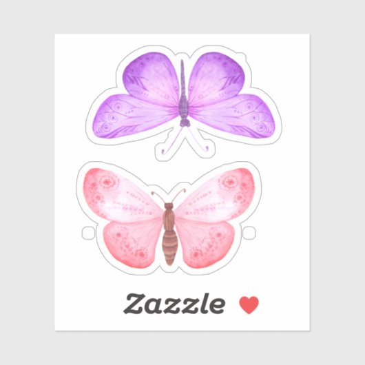 Roze Paarse Vlinders Sticker (Vel)