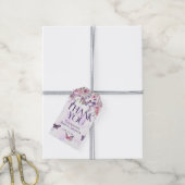 Roze Paarse Vlinders & Wildbloemen Dank u Cadeaulabel (Met Touw)