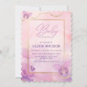 Roze Paarse vlindervlinder Baby shower Kaart (Voorkant)