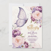 Roze Paarse vlindervlinder Baby shower Kaart (Voorkant)