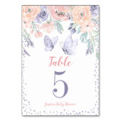 Roze Paarse vlindervlinder Baby shower Kaart (Achterkant)