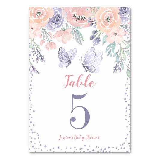 Roze Paarse vlindervlinder Baby shower Kaart (Voorkant)