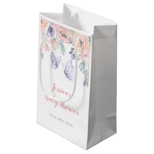 Roze Paarse vlindervlinder Baby shower Klein Cadeauzakje (Achterkant Gekanteld)