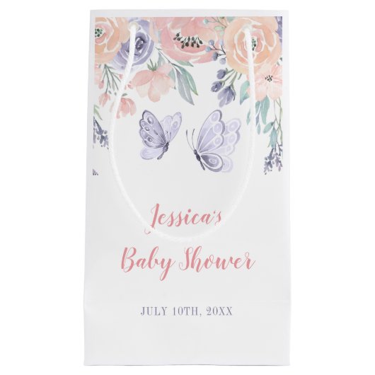 Roze Paarse vlindervlinder Baby shower Klein Cadeauzakje (Voorkant)