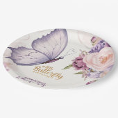 Roze Paarse vlindervlinder Baby shower Papieren Bordje (Gekanteld)
