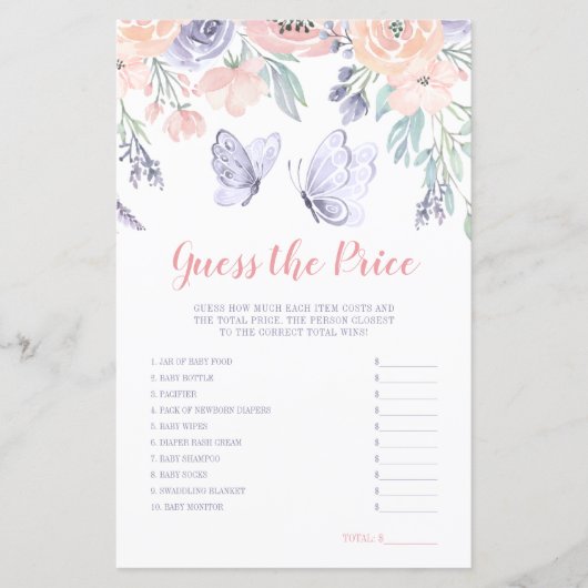 Roze Paarse vlindervlinder raadt het prijsspel (Voorkant)